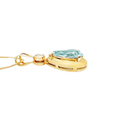 18ct Yellow Gold Aquamarine Pendant & Chain