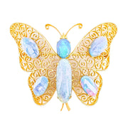 18ct Yellow Gold Opal Butterfly Brooch