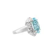 Platinum Aquamarine & Diamond Ring