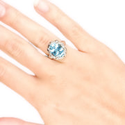 Platinum Aquamarine & Diamond Ring