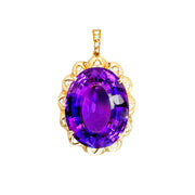 Amethyst & Diamond 14ct Yellow Gold Pendant