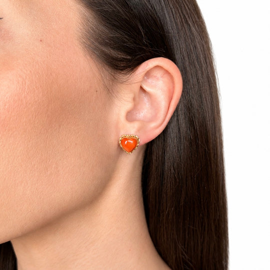 18ct Yellow Gold Coral Earrings