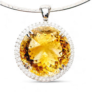 18ct White Gold Citrine & Diamond Pendant