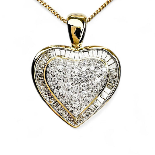 18ct Yellow Gold Diamond Heart Pendant
