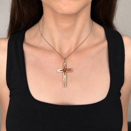 9ct Rose Gold Cross Pendant 