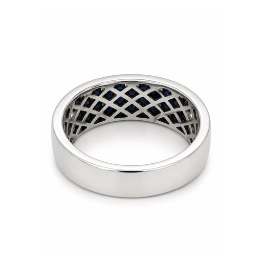 10ct White Gold Mens Sapphire & Diamond Ring