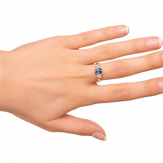 18ct Yellow & White Gold Sapphire & Diamond Ring