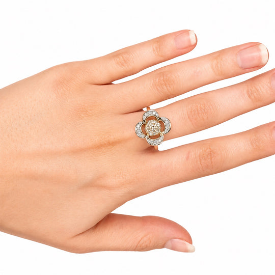 9ct Brown & White Diamond Cluster Ring 