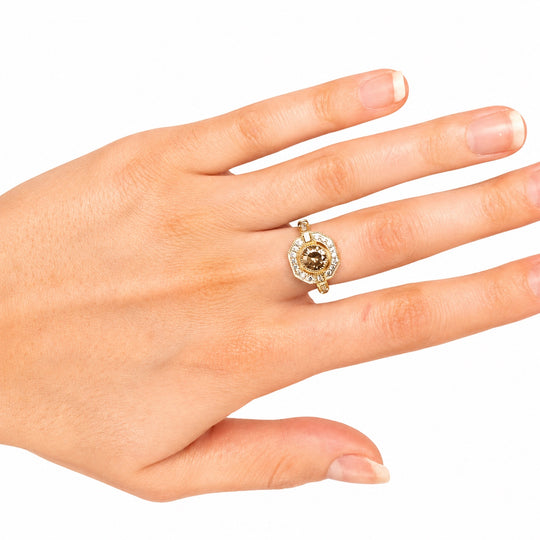 14ct Yellow Gold Floating Halo Ring