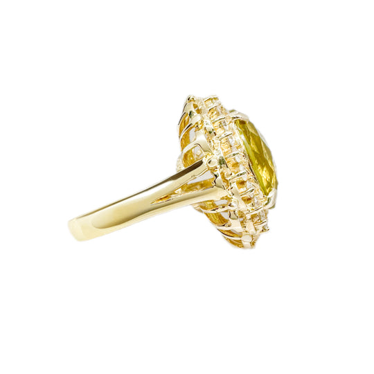 14ct Citrine & Diamond Ring