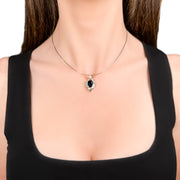 18ct White Gold Sapphire & Diamond Pendant