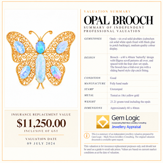18ct Opal Butterfly Brooch