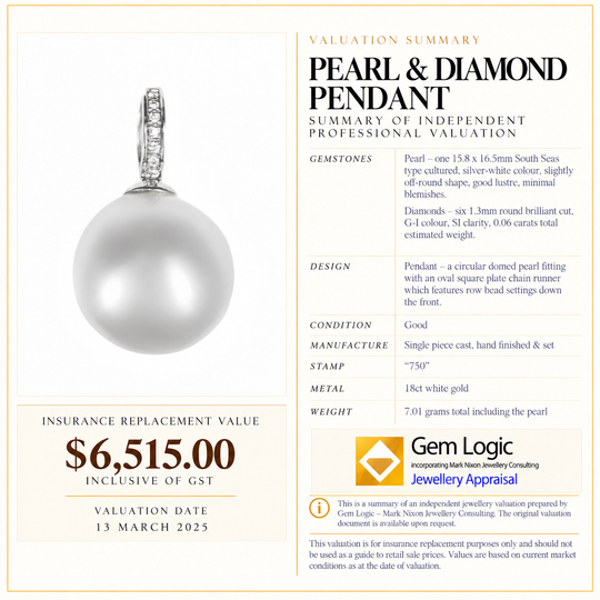 18 Karat Perlen- und Diamantanhänger