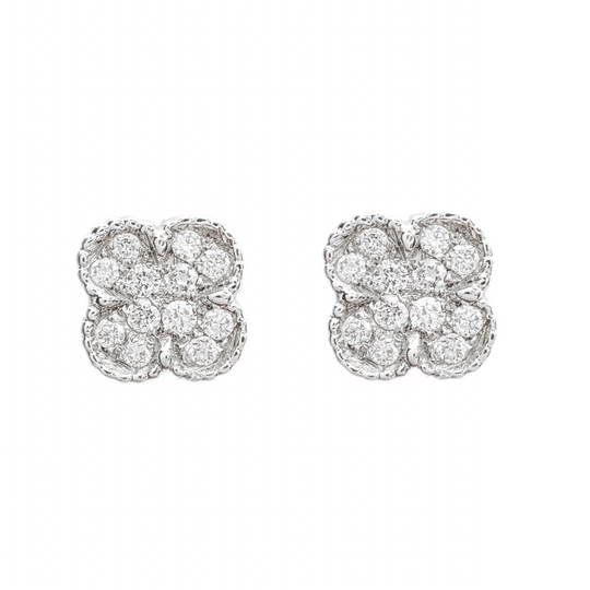 18ct White Gold Diamond Clover Earrings
