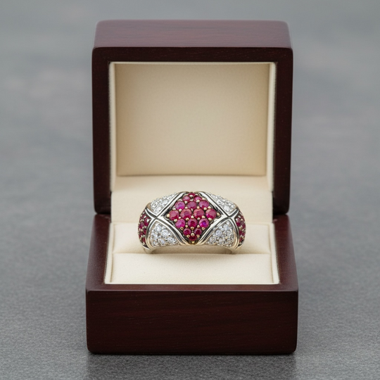 18ct White Gold Ruby & Diamond Ring