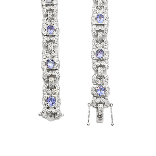 14ct White Gold Tanzanite & Diamond Bracelet 