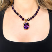 Amethyst & Diamond 14ct Yellow Gold Pendant