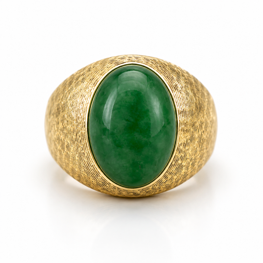 14ct Yellow Gold Jadeite Mens Ring
