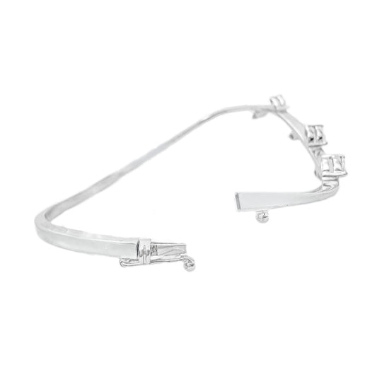 18ct White Gold Diamond Leaf Bangle