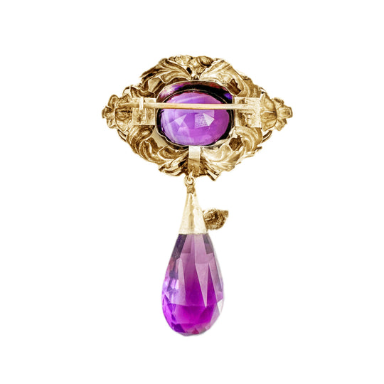 Antique 15ct Yellow Gold Amethyst Brooch