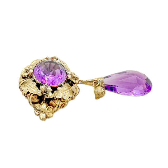 Antique 15ct Yellow Gold Amethyst Brooch
