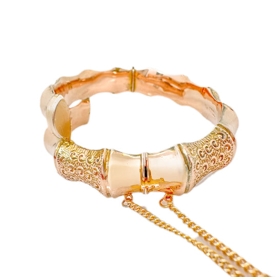 9ct Rose Gold Antique Bamboo Bangle