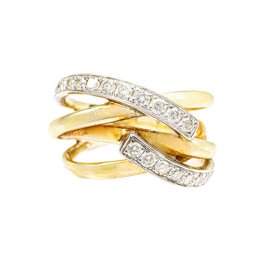 14ct Crossover Diamond Ring