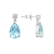 18ct White Gold Aquamarine & Diamond Drop Earrings