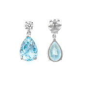 18ct White Gold Aquamarine & Diamond Drop Earrings