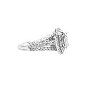 9ct White Gold Baguette, Princess & Round Brilliant Cut Diamond Ring