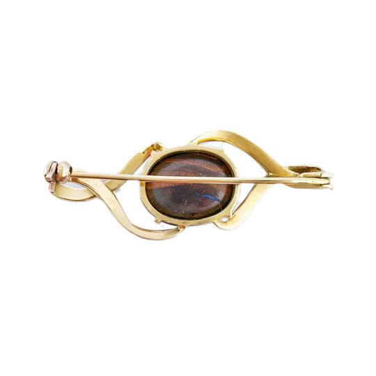 18ct Yellow Gold Opal Brooch