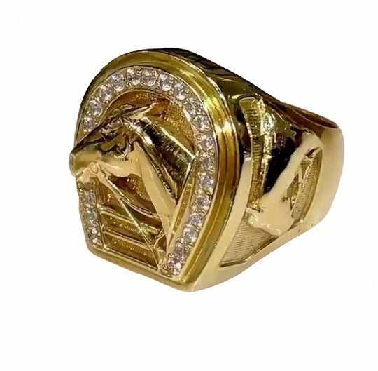 9ct Cubic Zirconia Mens Horse Ring
