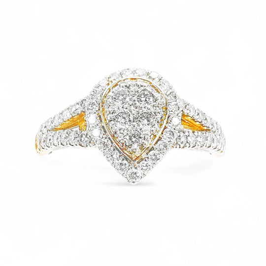 9ct Yellow Gold Halo Pear Cluster Diamond Ring
