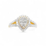 9ct Yellow Gold Halo Pear Cluster Diamond Ring