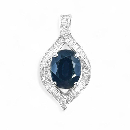 18ct White Gold Sapphire & Diamond Pendant