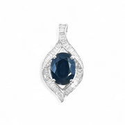 18ct White Gold Sapphire & Diamond Pendant