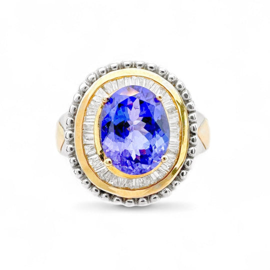 14ct Yellow Gold Tanzanite & Diamond Ring