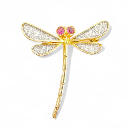 14ct Ruby & Diamond Dragonfly Brooch