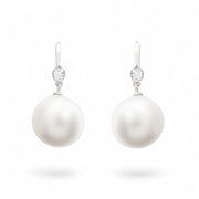 18ct White Gold Diamond Pearl Earrings