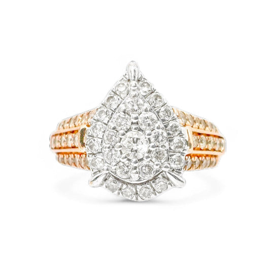 9ct Rose Gold Pear Shape Diamond Ring