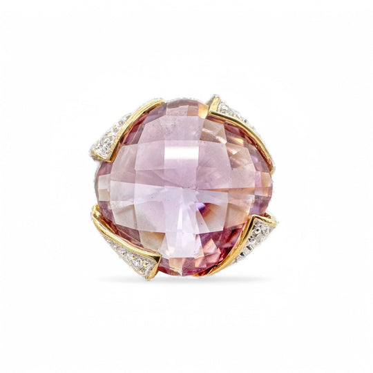9ct Yellow Gold Amethyst & Diamond Ring