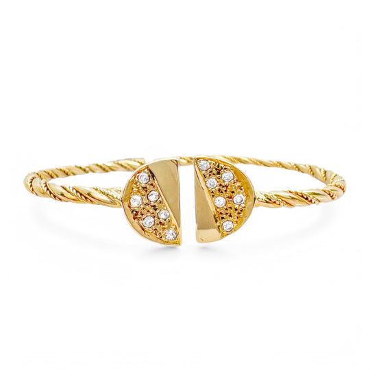 18ct Yellow Gold CZ Bangle