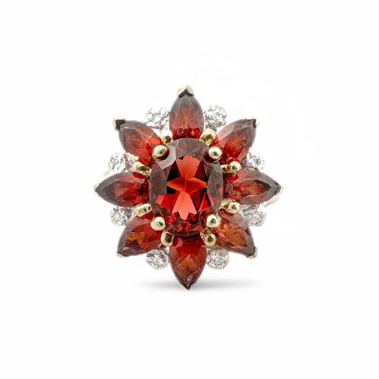 9ct Garnet & Diamond Ring