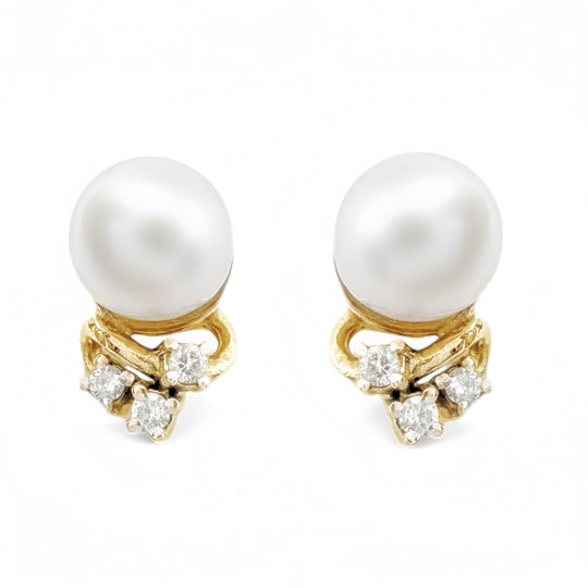 18ct Pearl & Diamond Earrings