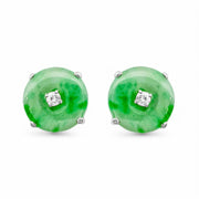 18ct White Gold Jade & Diamond Earrings