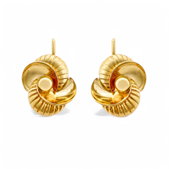 18ct Swirl Drop Earrings