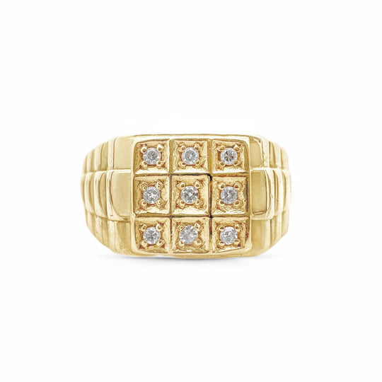 9ct Diamond Signet Mens Ring