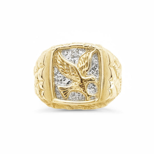 9ct Yellow Gold Mens Eagle Ring
