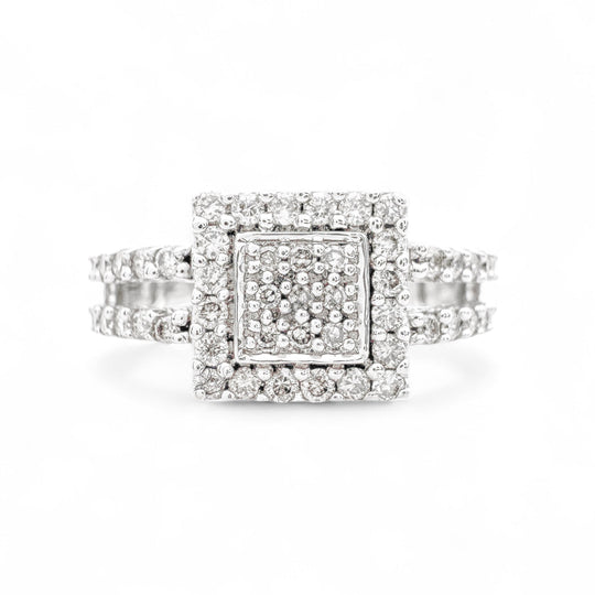 9ct Square Halo Diamond Ring