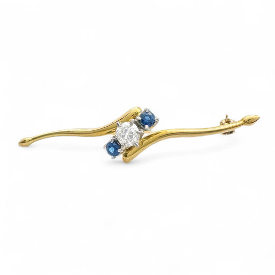 18ct Yellow Gold & Palladium Brooch 